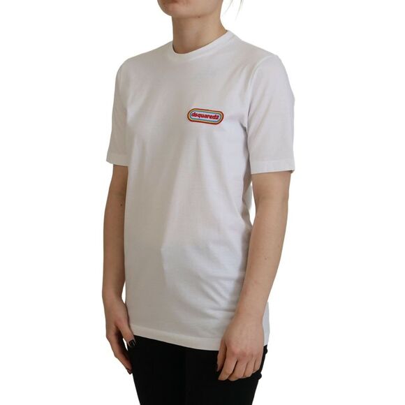 Dsquared² White Logo Patch Crewneck Short Sleeve Tee Women's T-shirt (Pre-Owned) - Picture 2 of 5